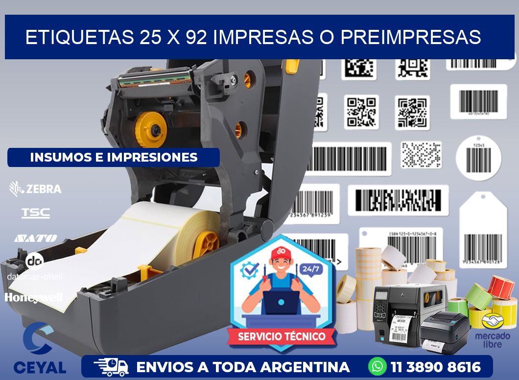 ETIQUETAS 25 x 92 IMPRESAS O PREIMPRESAS