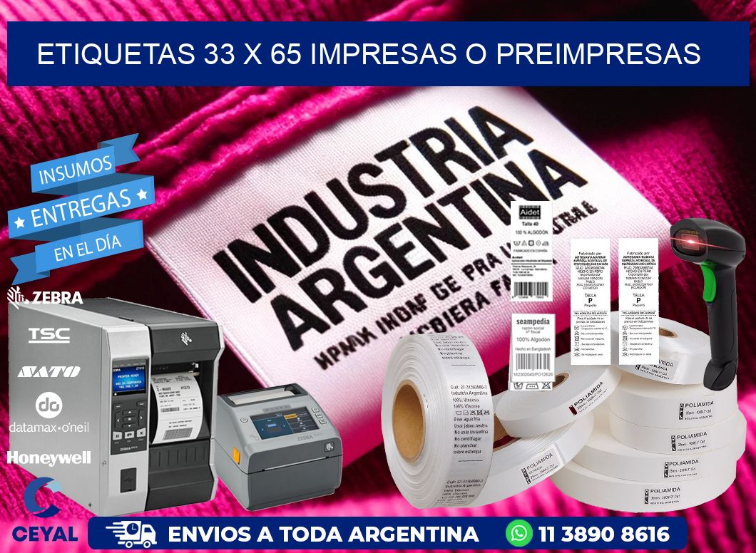 ETIQUETAS 33 x 65 IMPRESAS O PREIMPRESAS