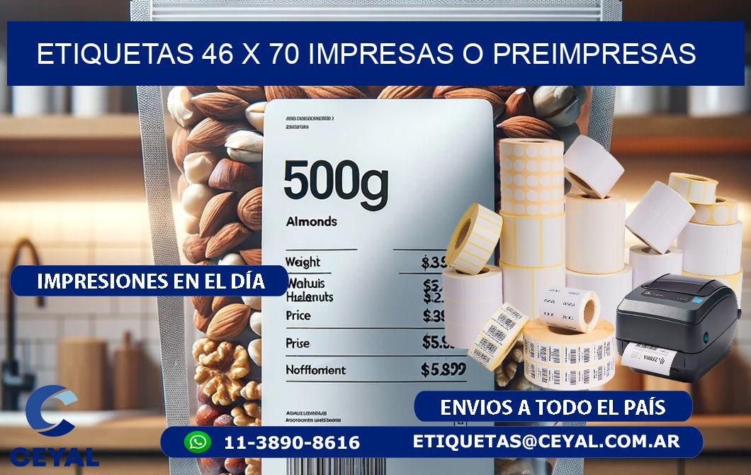 ETIQUETAS 46 x 70 IMPRESAS O PREIMPRESAS