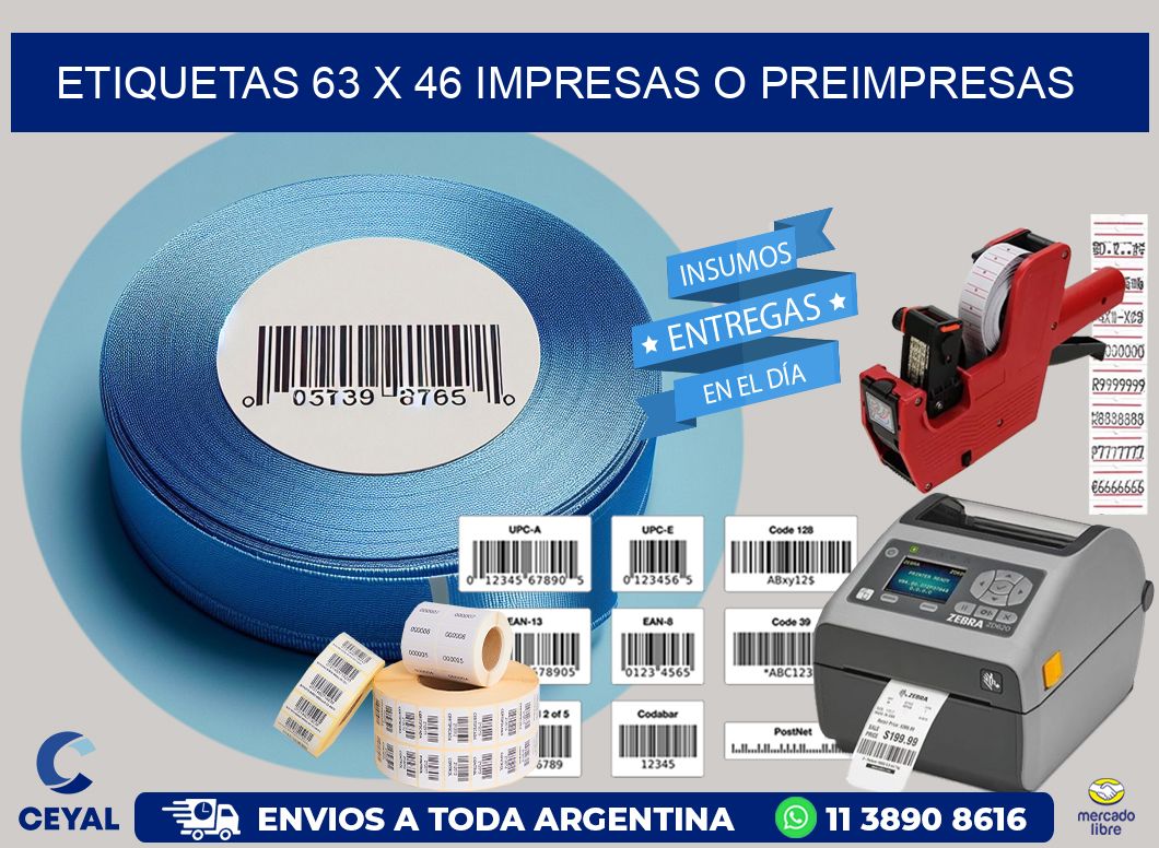 ETIQUETAS 63 x 46 IMPRESAS O PREIMPRESAS