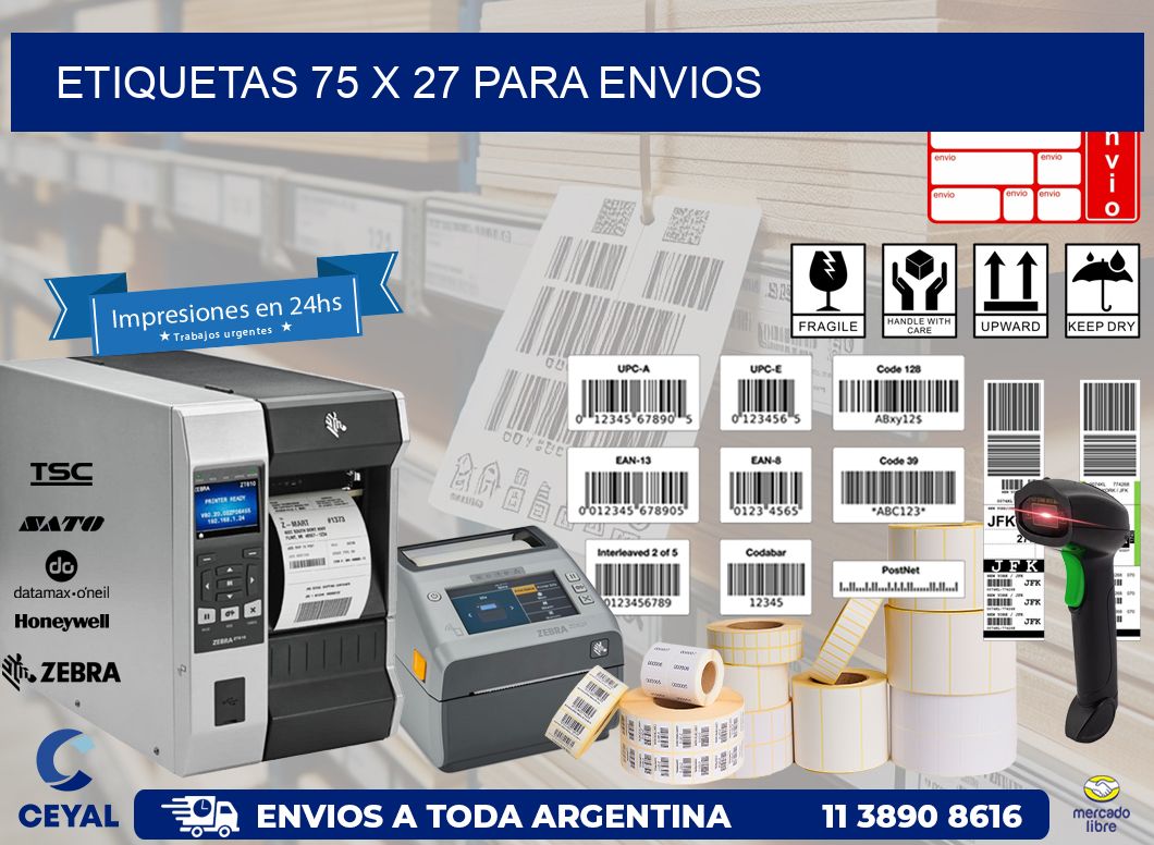 ETIQUETAS 75 x 27 PARA ENVIOS