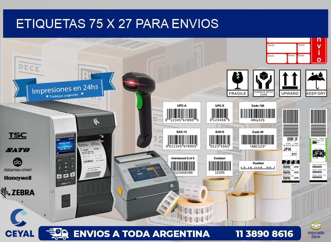 ETIQUETAS 75 x 27 PARA ENVIOS