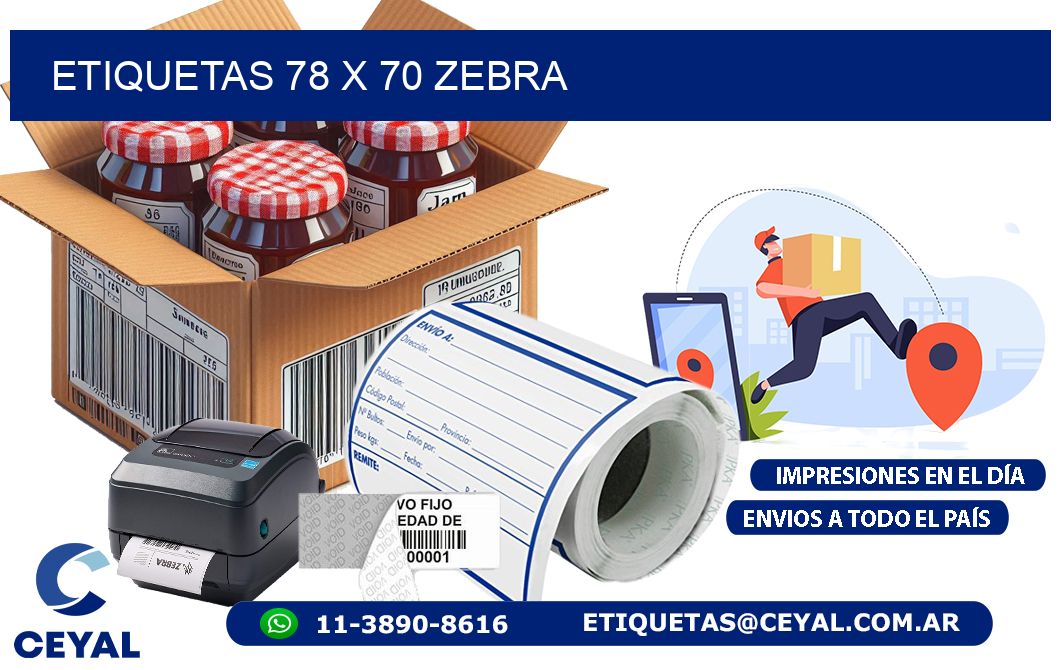 ETIQUETAS 78 x 70 ZEBRA