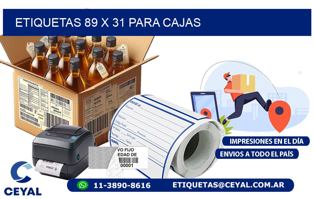 ETIQUETAS 89 x 31 PARA CAJAS