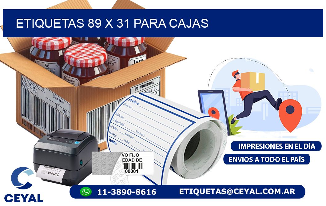 ETIQUETAS 89 x 31 PARA CAJAS