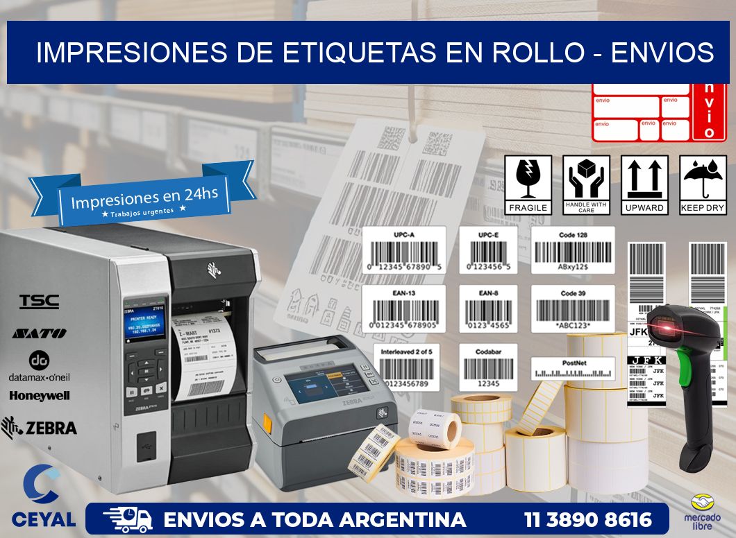 IMPRESIONES DE ETIQUETAS EN ROLLO - envios