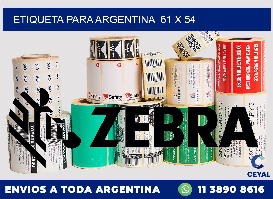 etiqueta para Argentina  61 x 54
