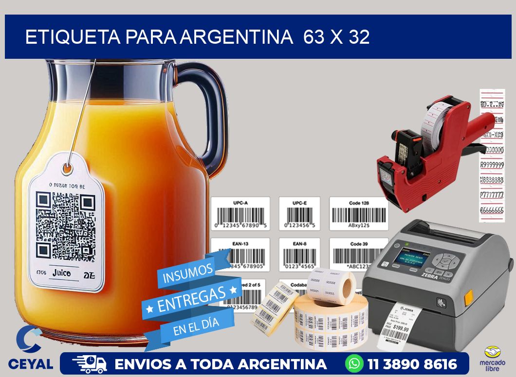 etiqueta para Argentina  63 x 32