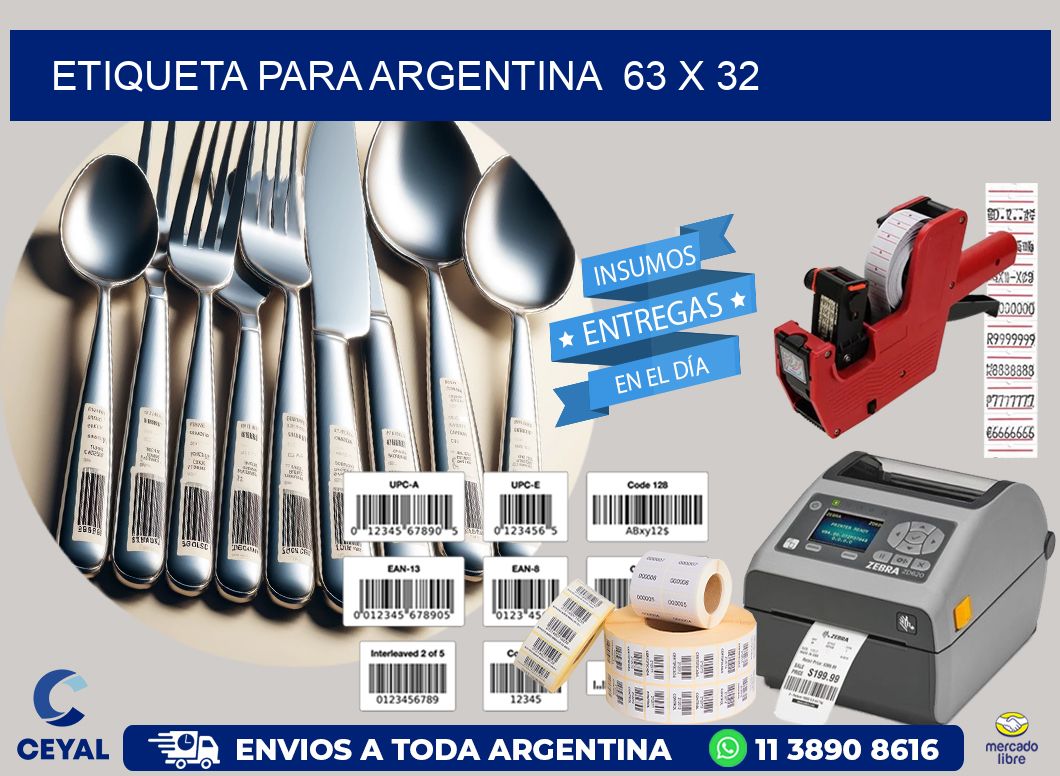 etiqueta para Argentina  63 x 32