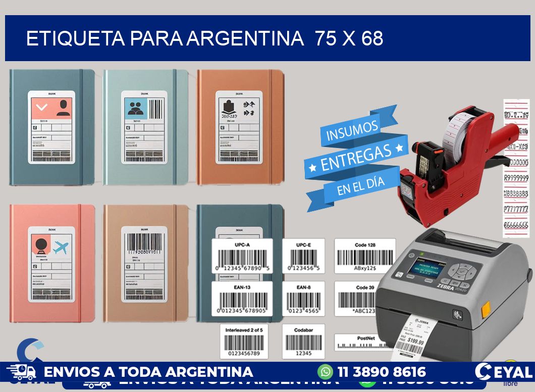 etiqueta para Argentina  75 x 68