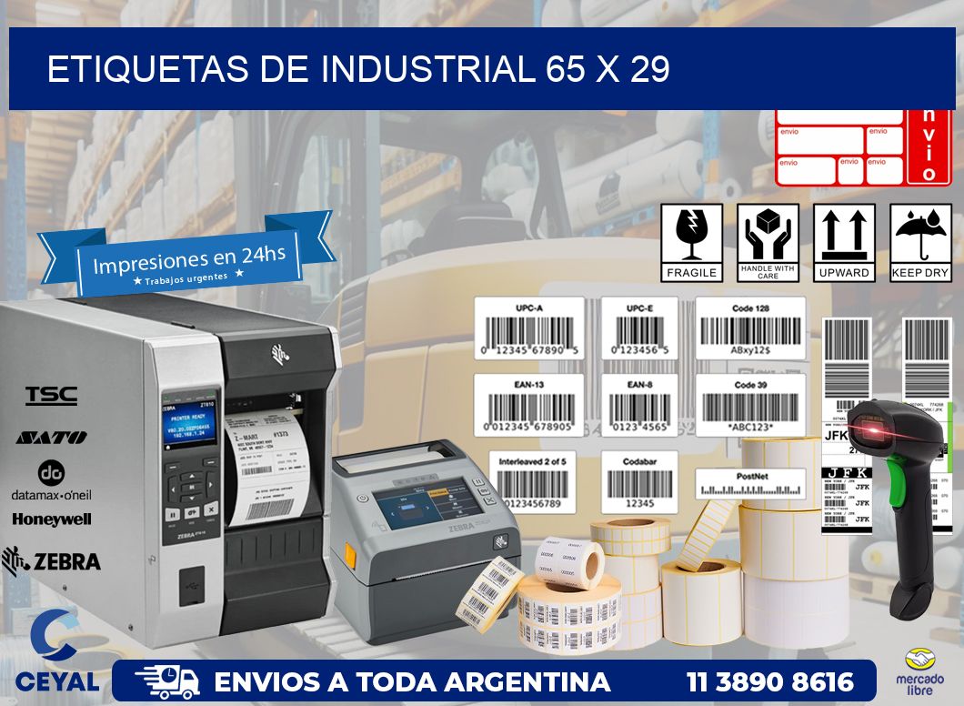 etiquetas de industrial 65 x 29