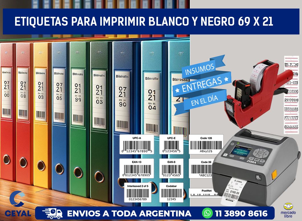 etiquetas para imprimir blanco y negro 69 x 21