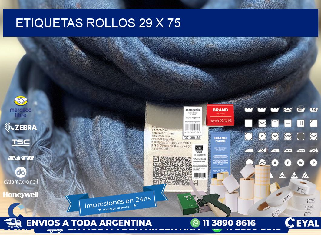 etiquetas rollos 29 x 75