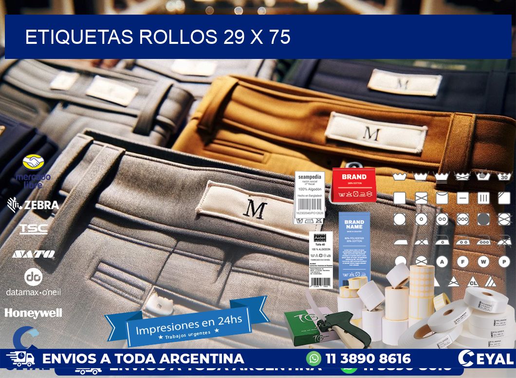 etiquetas rollos 29 x 75