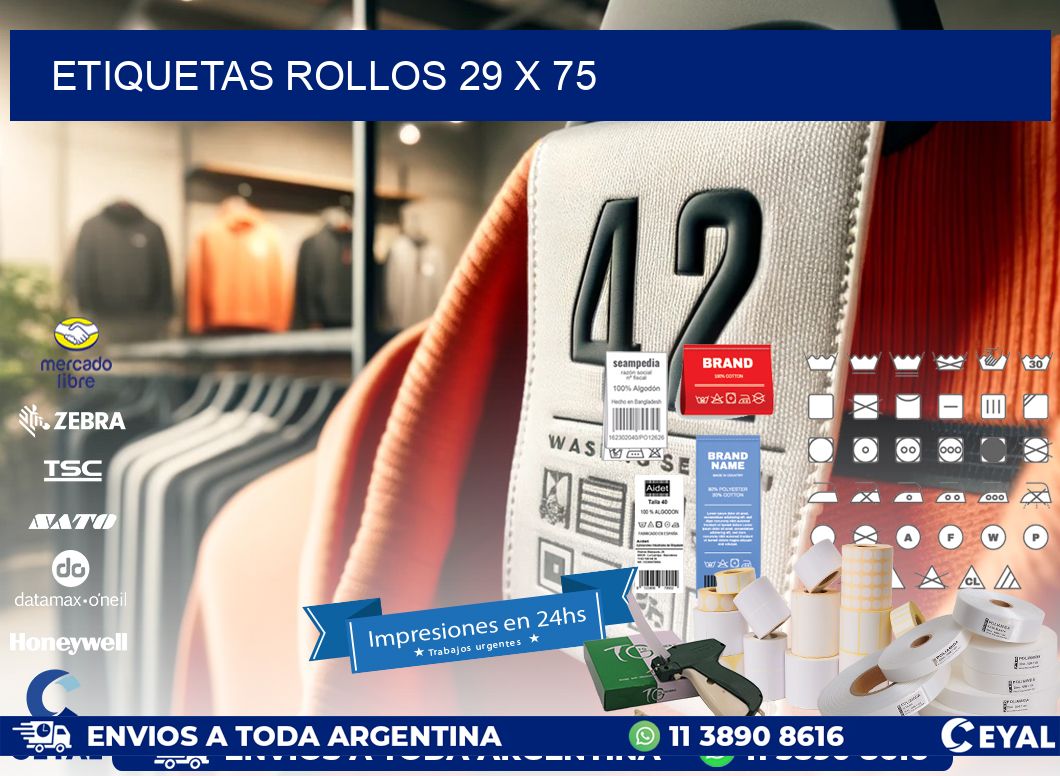 etiquetas rollos 29 x 75