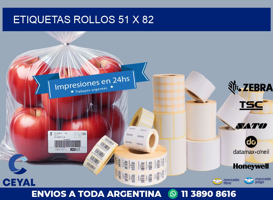 etiquetas rollos 51 x 82