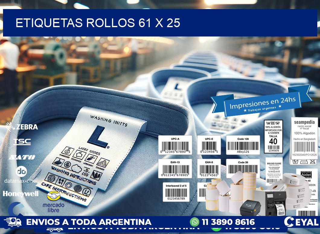 etiquetas rollos 61 x 25