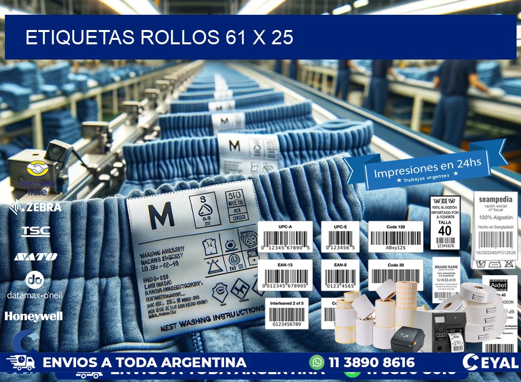 etiquetas rollos 61 x 25