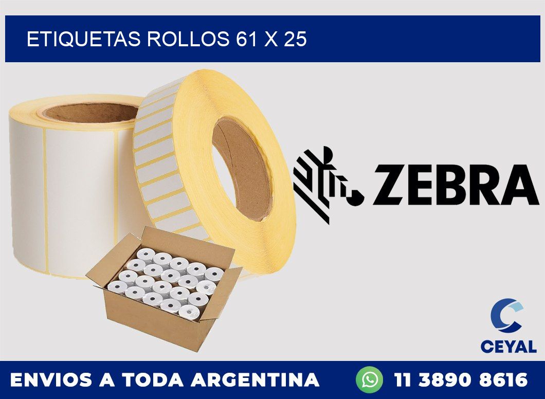 etiquetas rollos 61 x 25