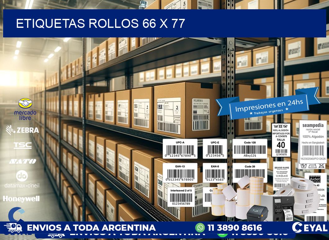 etiquetas rollos 66 x 77