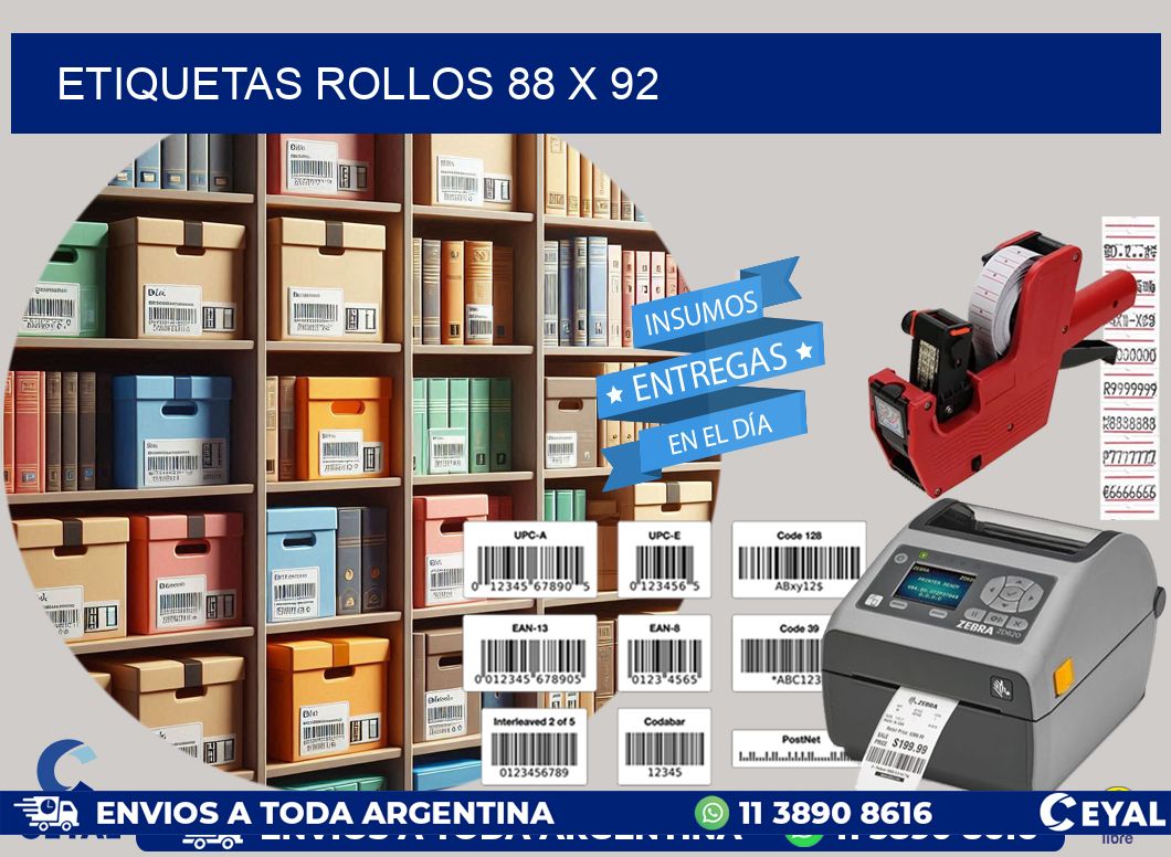 etiquetas rollos 88 x 92