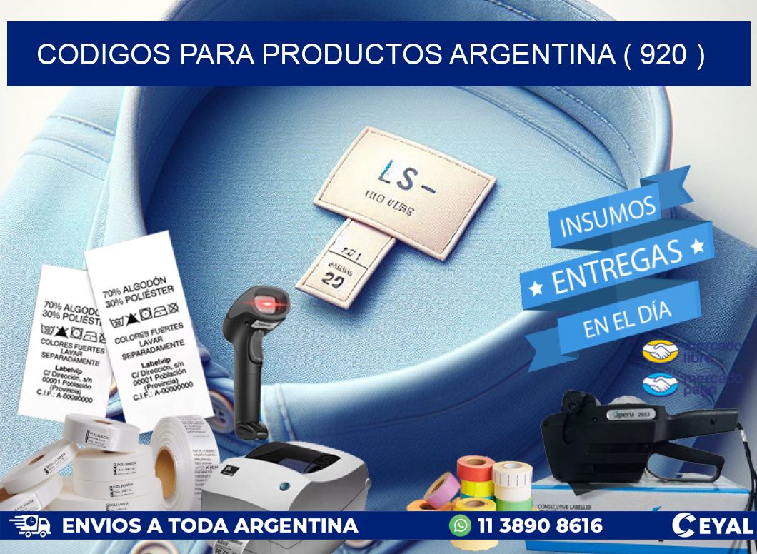 CODIGOS PARA PRODUCTOS ARGENTINA ( 920 )