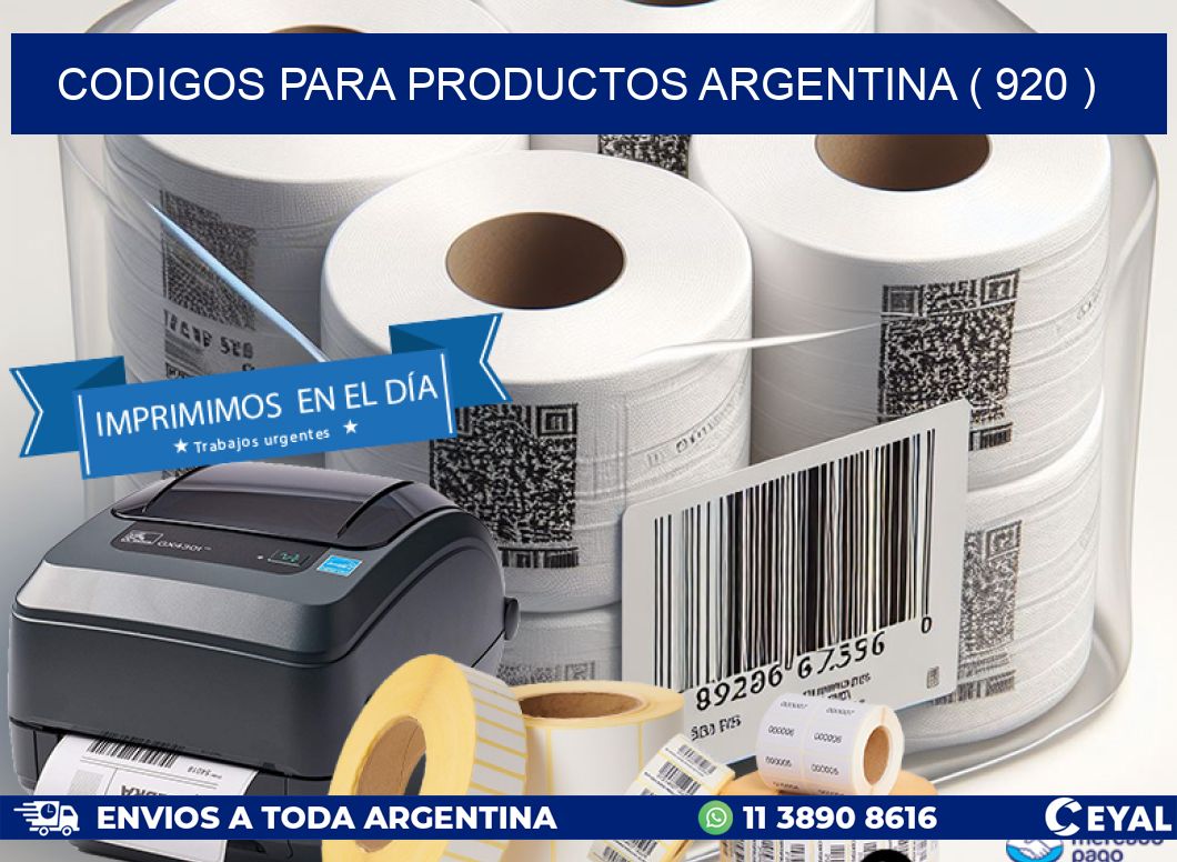 CODIGOS PARA PRODUCTOS ARGENTINA ( 920 )