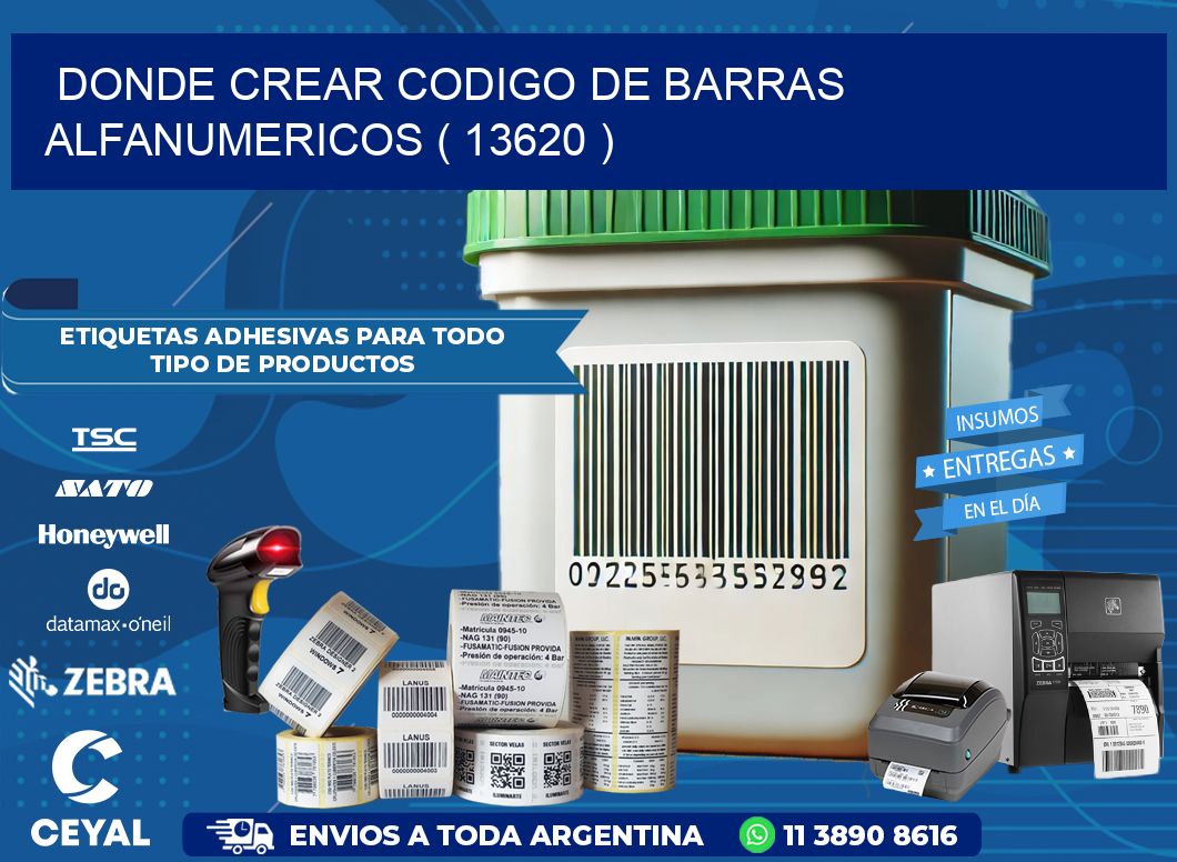 DONDE CREAR CODIGO DE BARRAS ALFANUMERICOS ( 13620 )