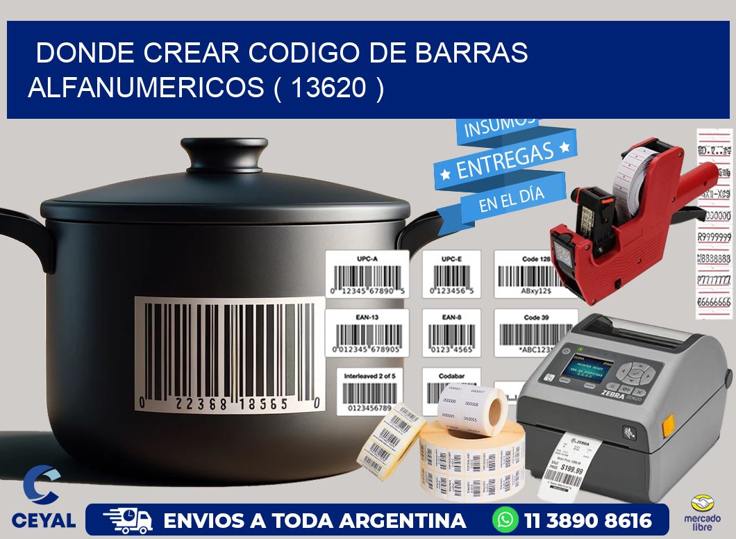 DONDE CREAR CODIGO DE BARRAS ALFANUMERICOS ( 13620 )