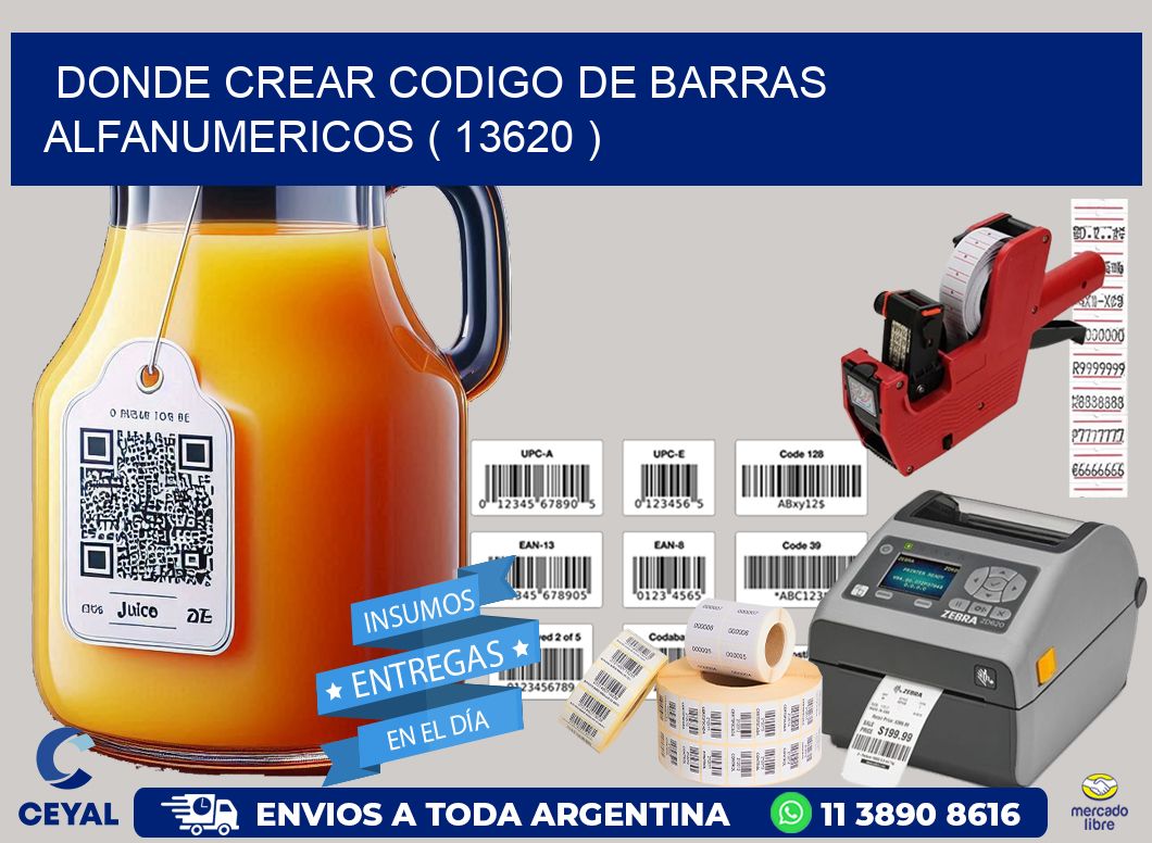 DONDE CREAR CODIGO DE BARRAS ALFANUMERICOS ( 13620 )