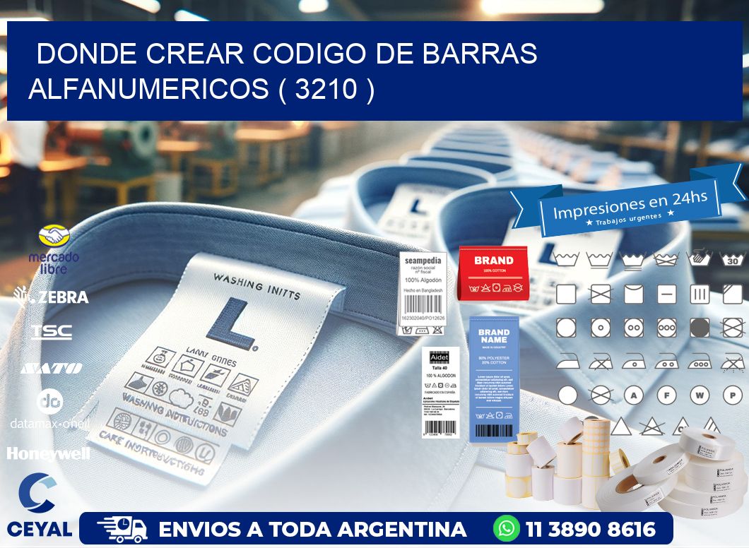 DONDE CREAR CODIGO DE BARRAS ALFANUMERICOS ( 3210 )