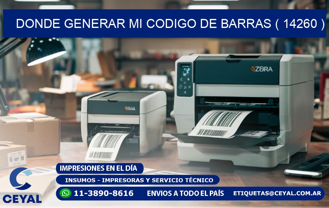 DONDE GENERAR MI CODIGO DE BARRAS ( 14260 )