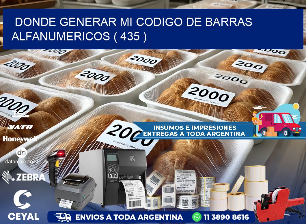 DONDE GENERAR MI CODIGO DE BARRAS ALFANUMERICOS ( 435 )