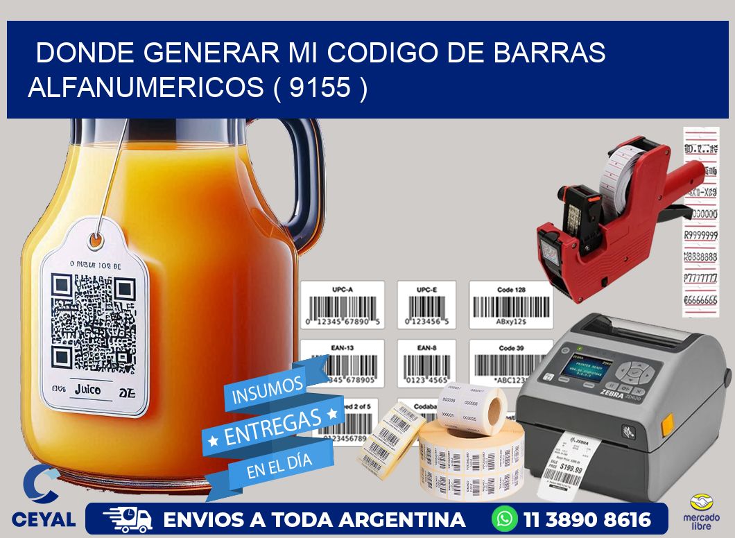 DONDE GENERAR MI CODIGO DE BARRAS ALFANUMERICOS ( 9155 )
