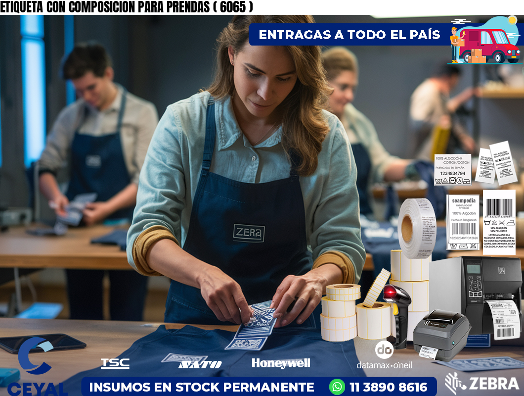 ETIQUETA CON COMPOSICION PARA PRENDAS ( 6065 )