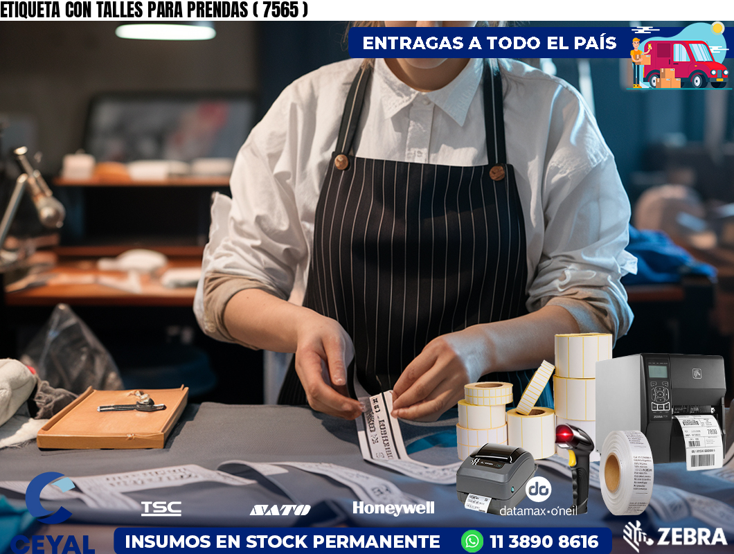 ETIQUETA CON TALLES PARA PRENDAS ( 7565 )