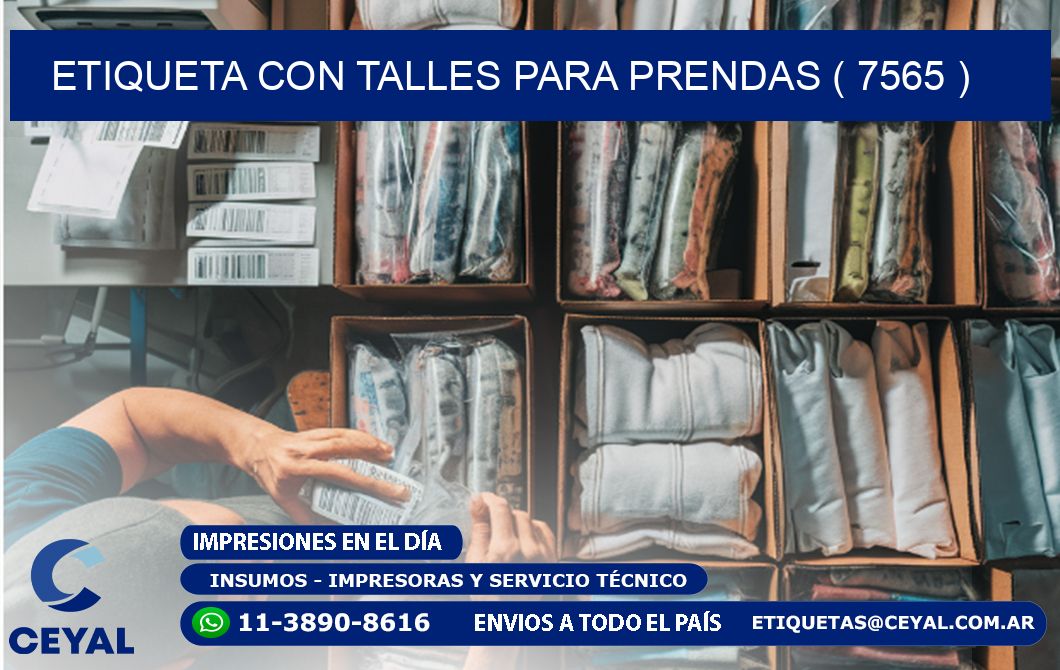 ETIQUETA CON TALLES PARA PRENDAS ( 7565 )