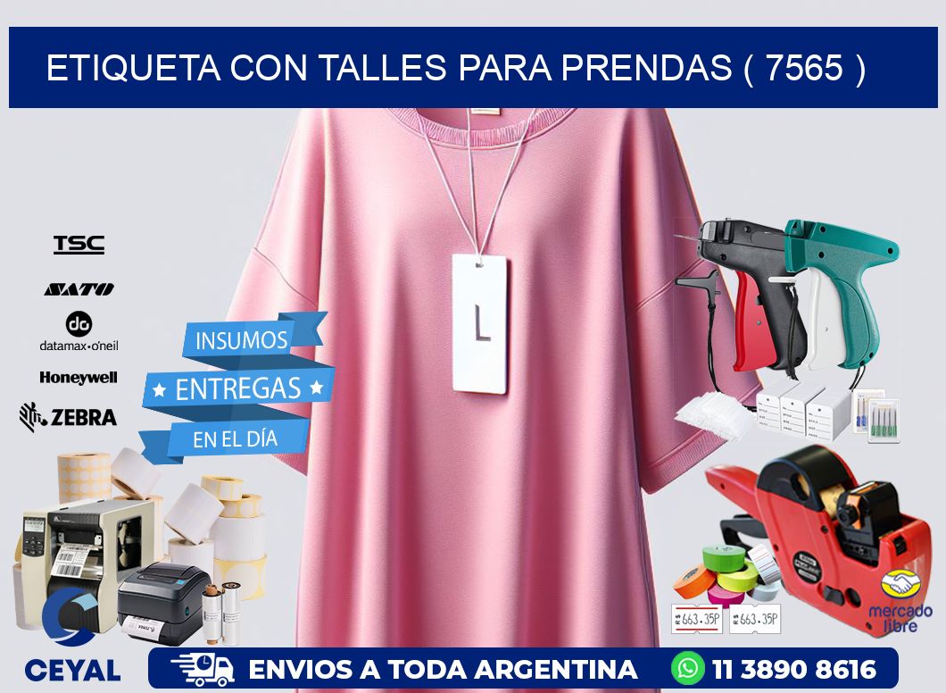 ETIQUETA CON TALLES PARA PRENDAS ( 7565 )