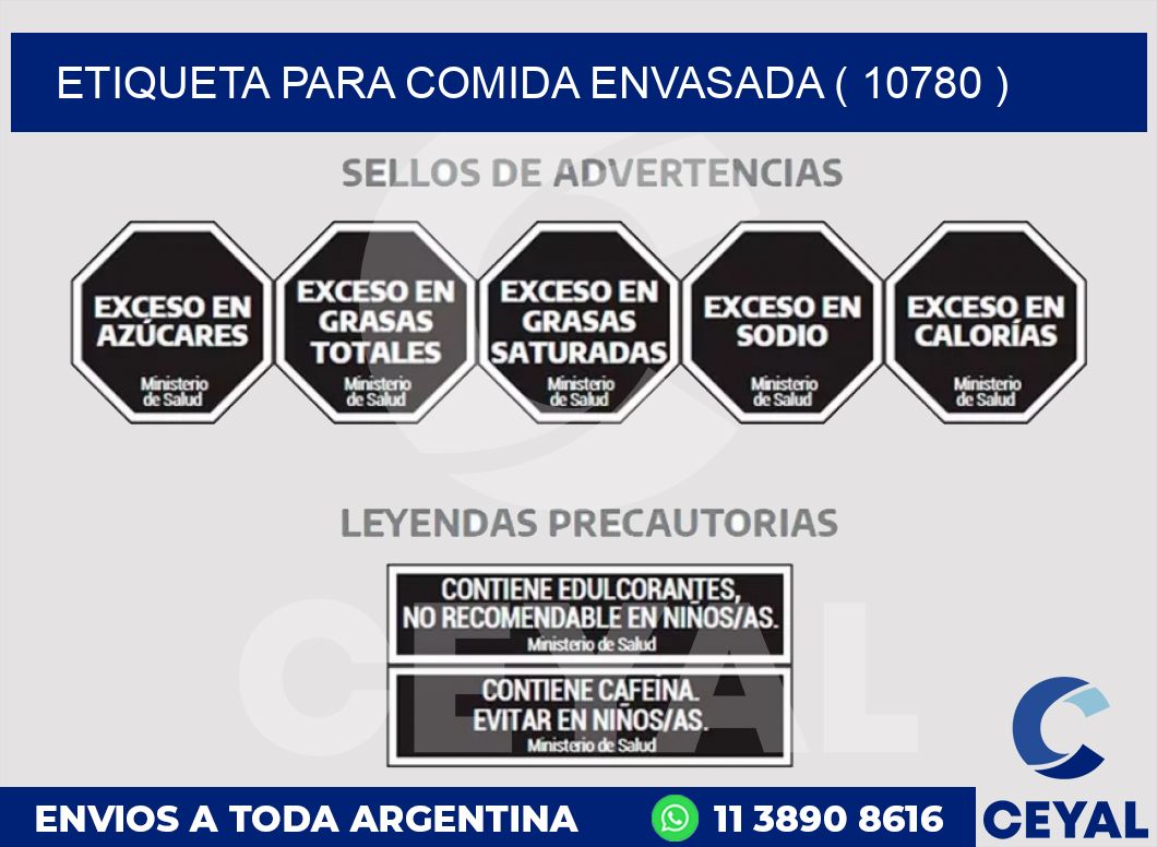 ETIQUETA PARA COMIDA ENVASADA ( 10780 )
