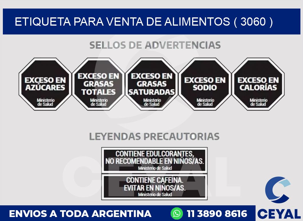 ETIQUETA PARA VENTA DE ALIMENTOS ( 3060 )