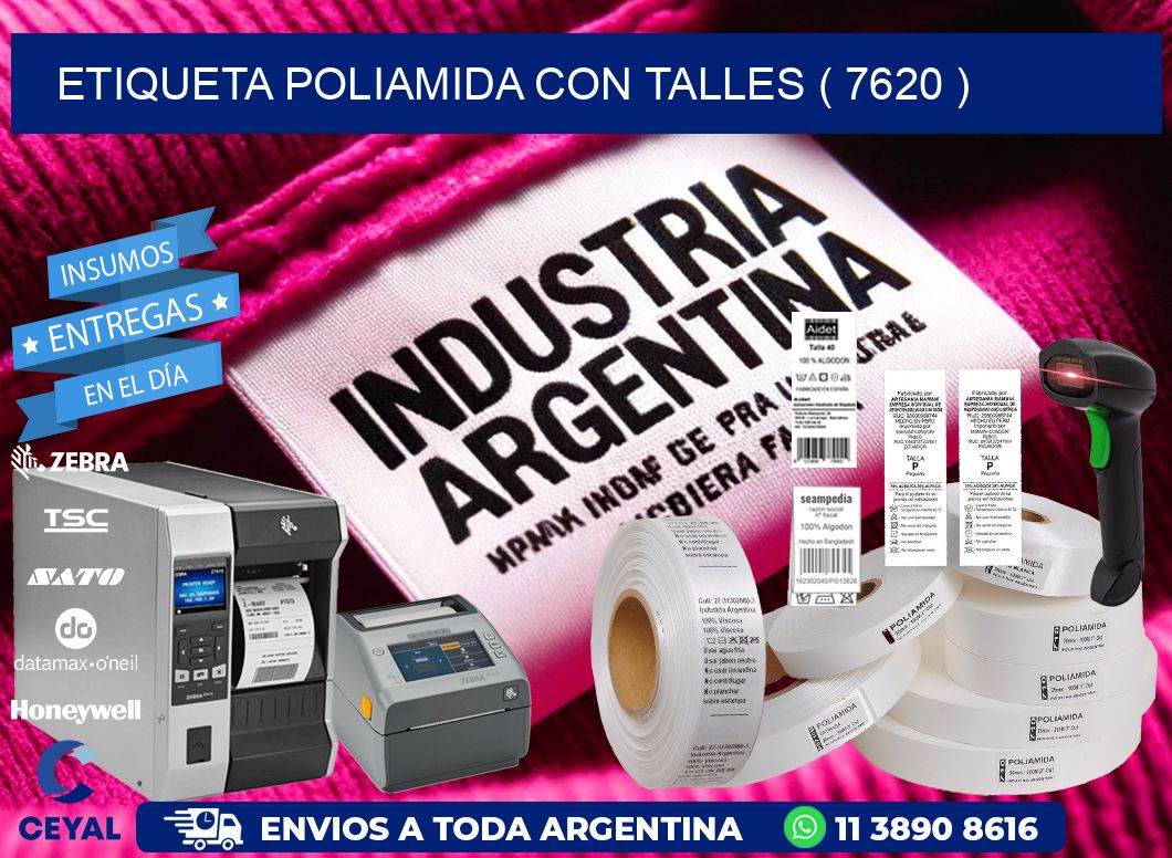 ETIQUETA POLIAMIDA CON TALLES ( 7620 )