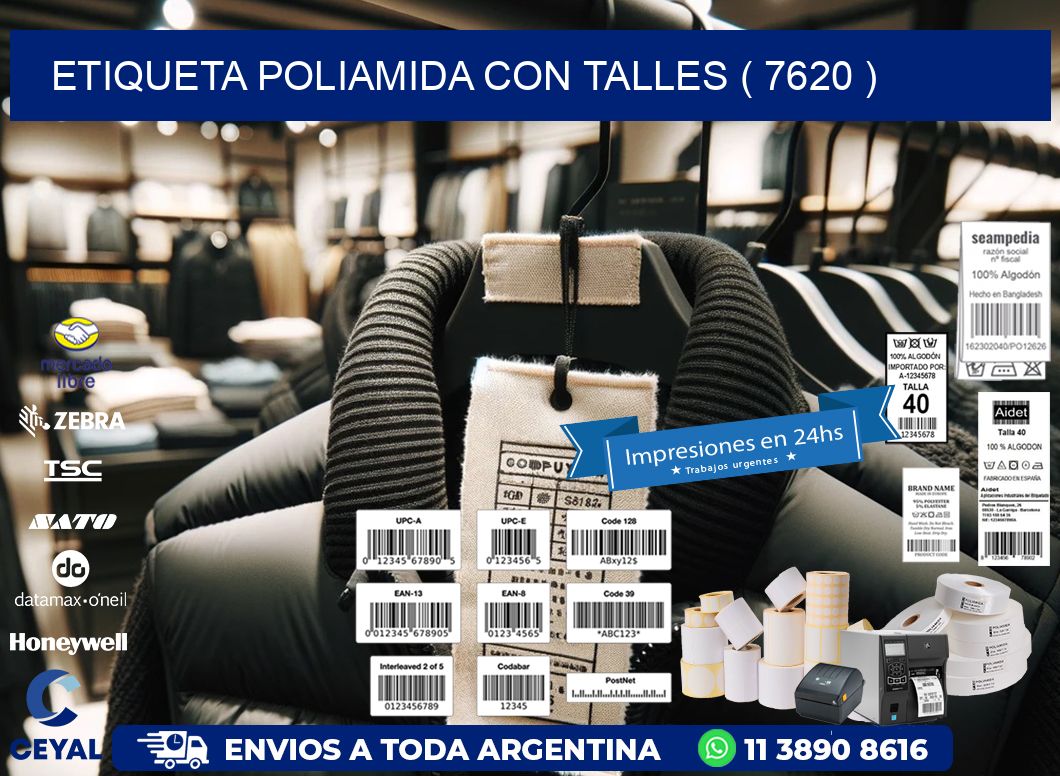ETIQUETA POLIAMIDA CON TALLES ( 7620 )