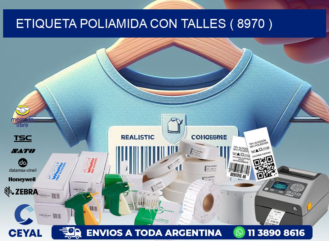ETIQUETA POLIAMIDA CON TALLES ( 8970 )