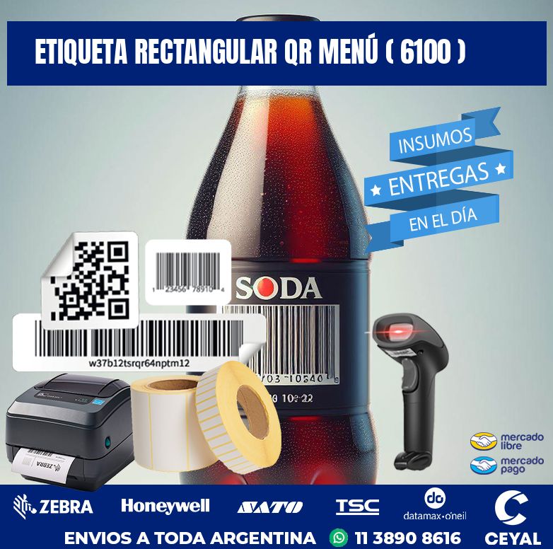 ETIQUETA RECTANGULAR QR MENÚ ( 6100 )