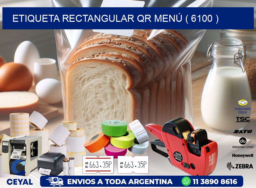 ETIQUETA RECTANGULAR QR MENÚ ( 6100 )