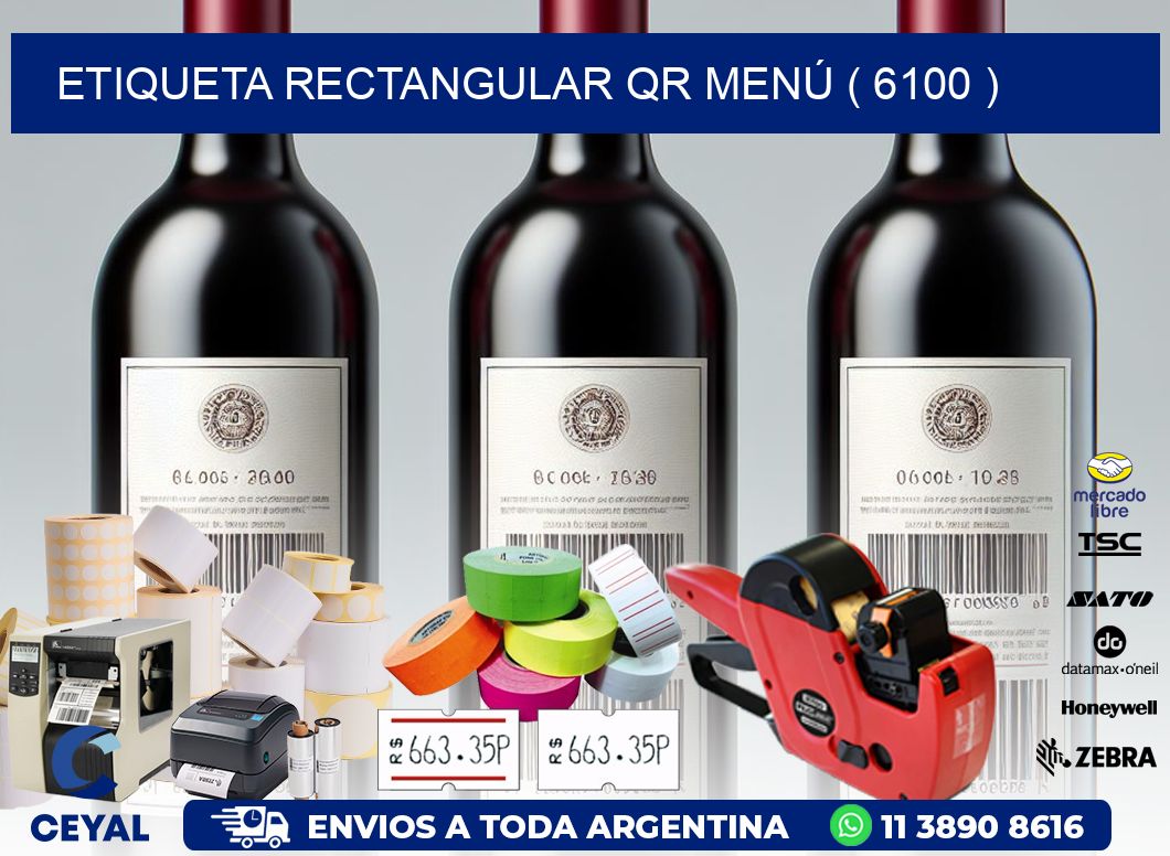 ETIQUETA RECTANGULAR QR MENÚ ( 6100 )