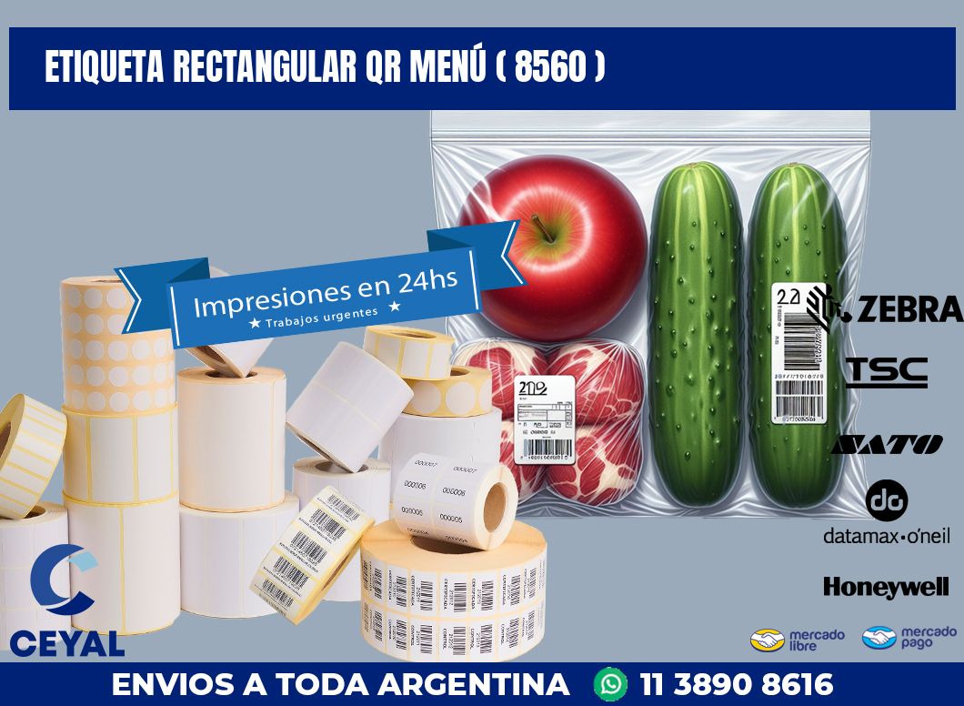 ETIQUETA RECTANGULAR QR MENÚ ( 8560 )