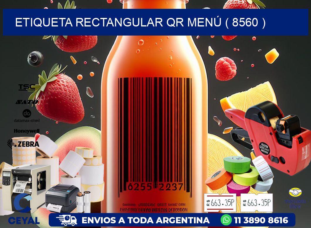 ETIQUETA RECTANGULAR QR MENÚ ( 8560 )