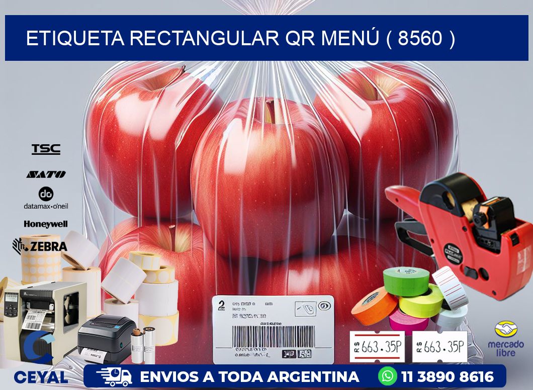 ETIQUETA RECTANGULAR QR MENÚ ( 8560 )