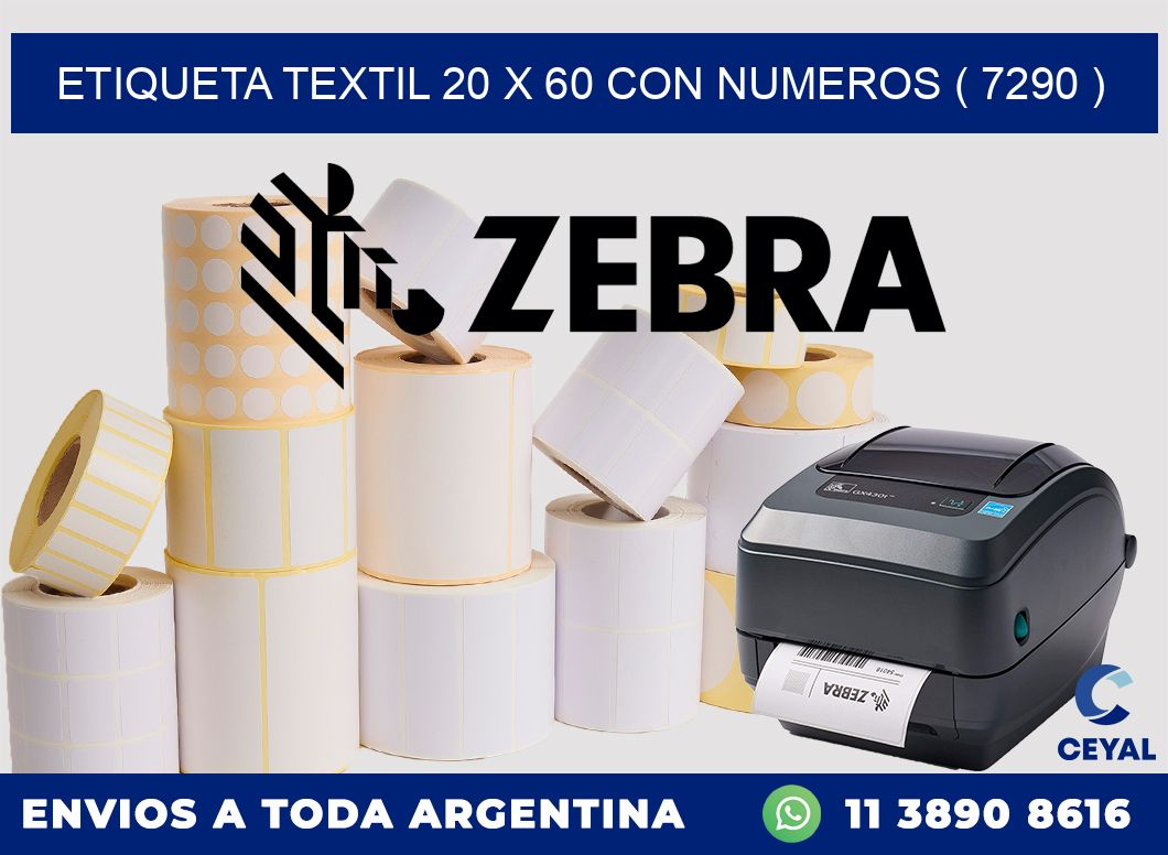 ETIQUETA TEXTIL 20 X 60 CON NUMEROS ( 7290 )